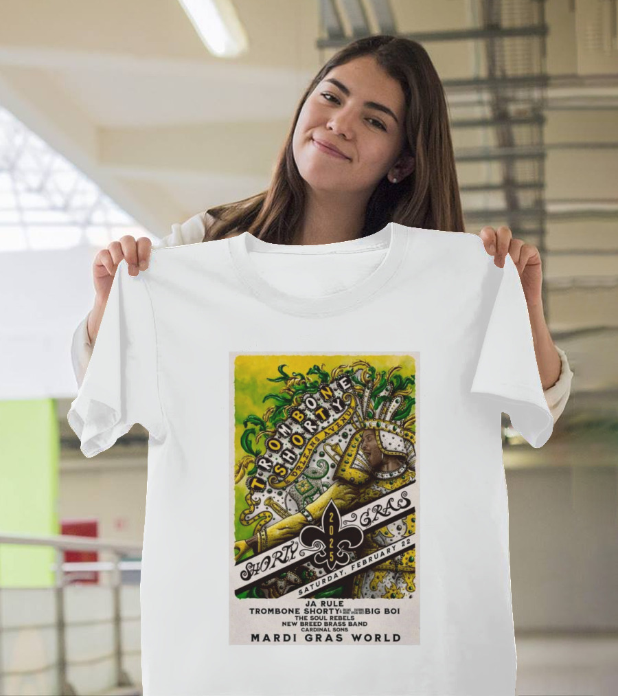 Trombone Shorty 2025 Mardi Gras World New Orleans Feb 22 Concert with Ja Rule and Big Boi T-Shirt