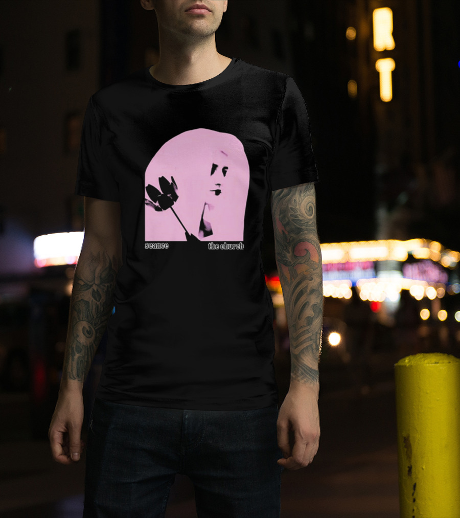 The Church Seance Pink Portrait With Flower T-Shirt