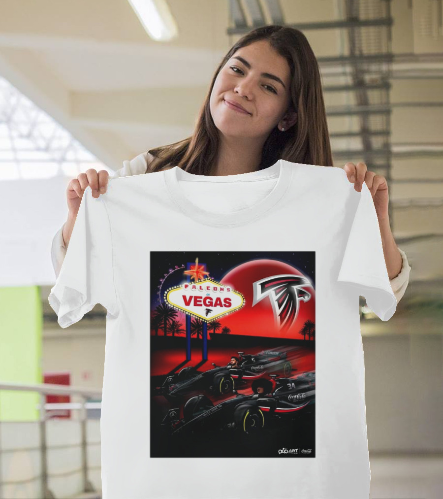 Falcons Vegas Coca-Cola Racing with Atlanta Falcons Logo and Sign T-Shirt