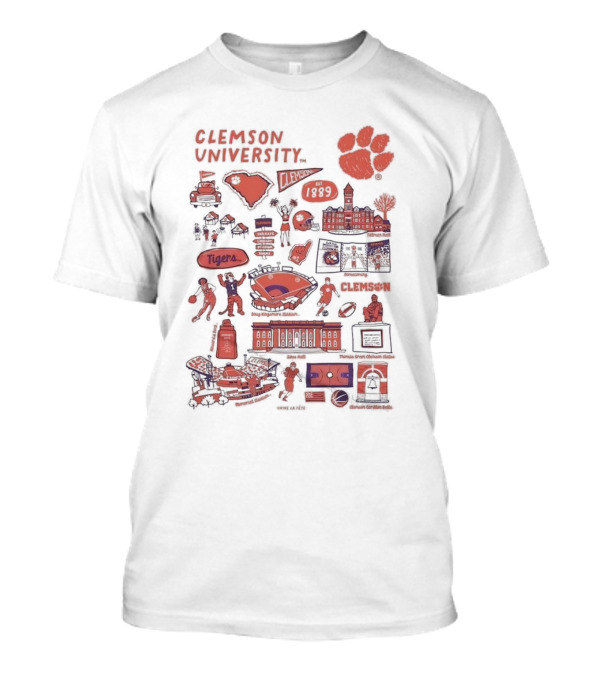 Clemson University Tigers 1889 Paw Print South Carolina Football Basketball Bowman Field Memorial Stadium Vive La Fete T-Shirt