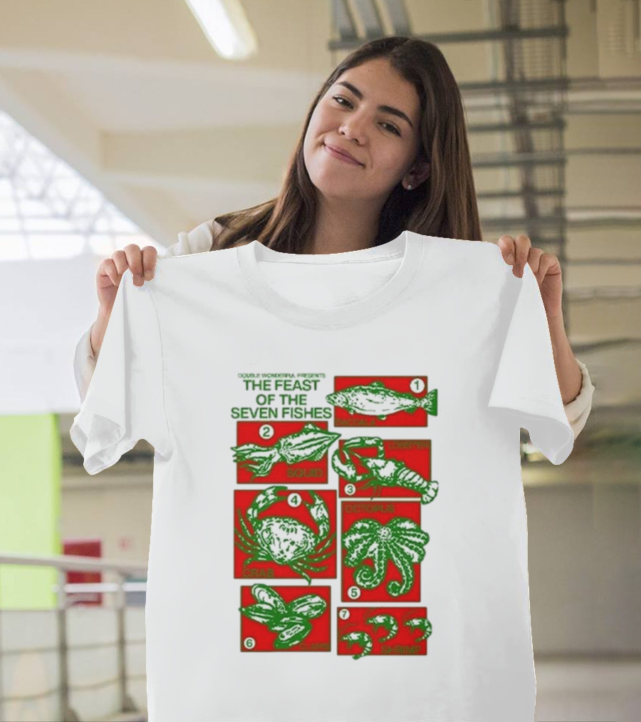 Double Wonderful Presents The Feast Of The Seven Fishes Fish Squid Lobster Crab Octopus Shrimp Clams T-Shirt