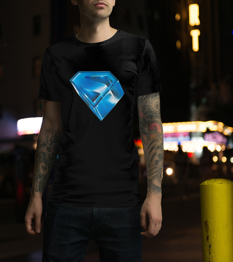 Superman 2025 Movie Stylized S-Shield Blue Diamond Emblem T-Shirt
