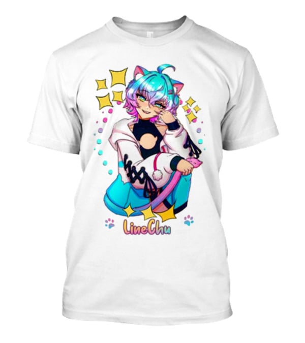 LineChu Glimmer Anime Character With Cat Ears And Colorful Pastel Aesthetic T-Shirt