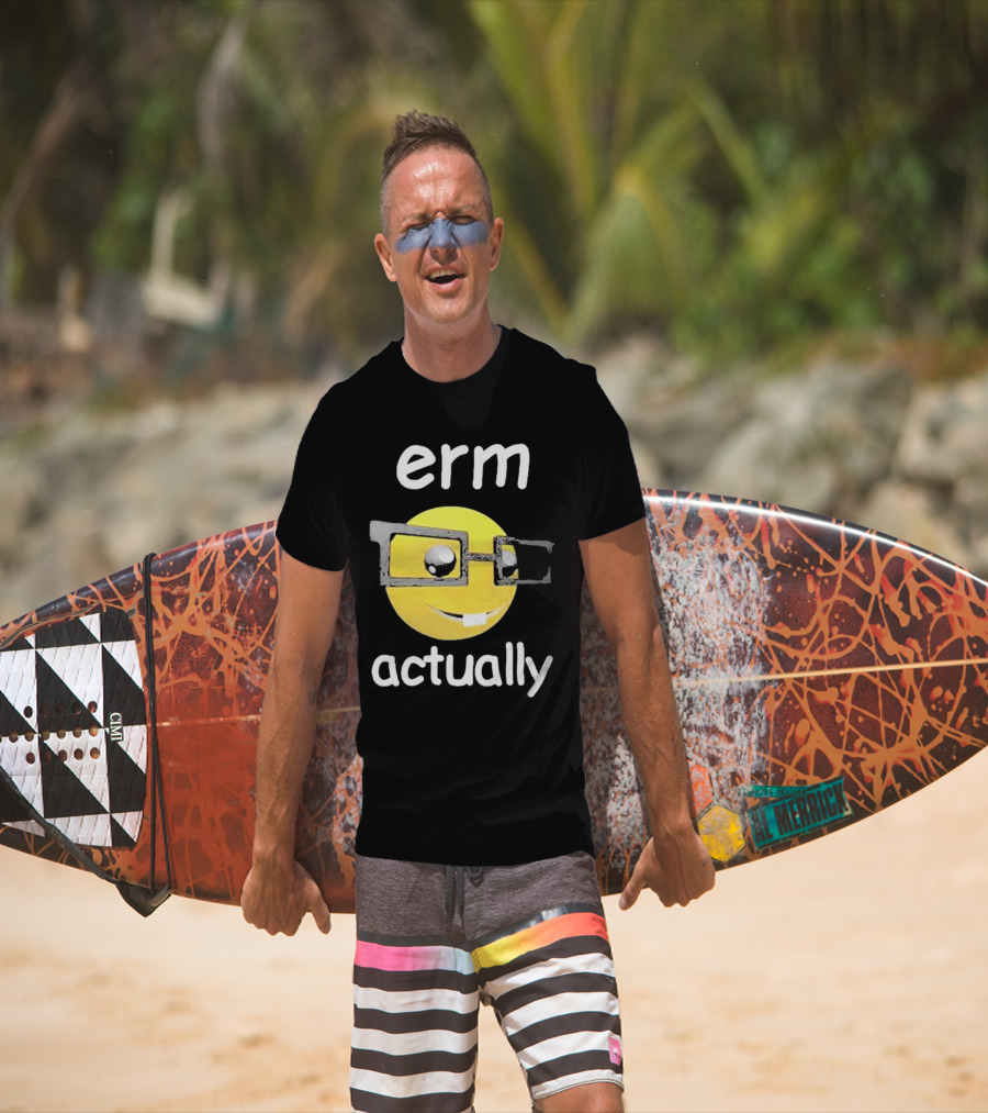 Erm Actually Nerdy Emoji Wearing Glasses T-Shirt