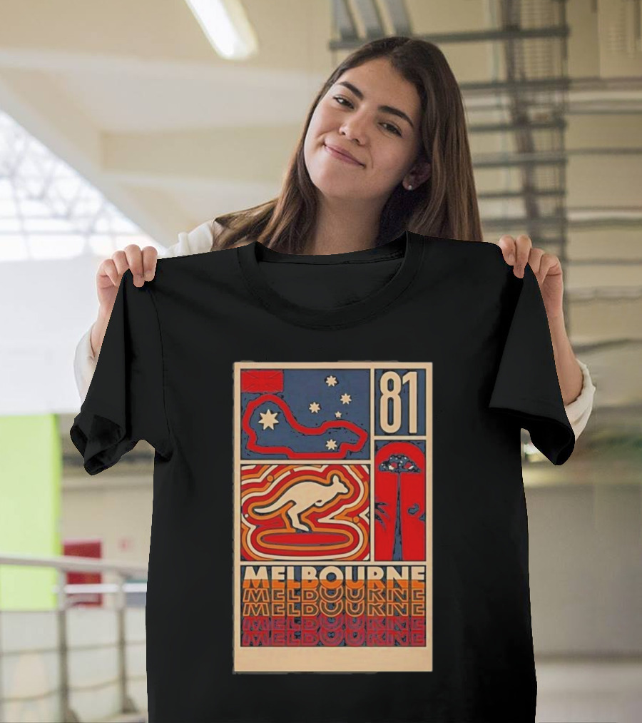 Melbourne 81 Stars Kangaroo Design Funny Oscar Piastri T-Shirt