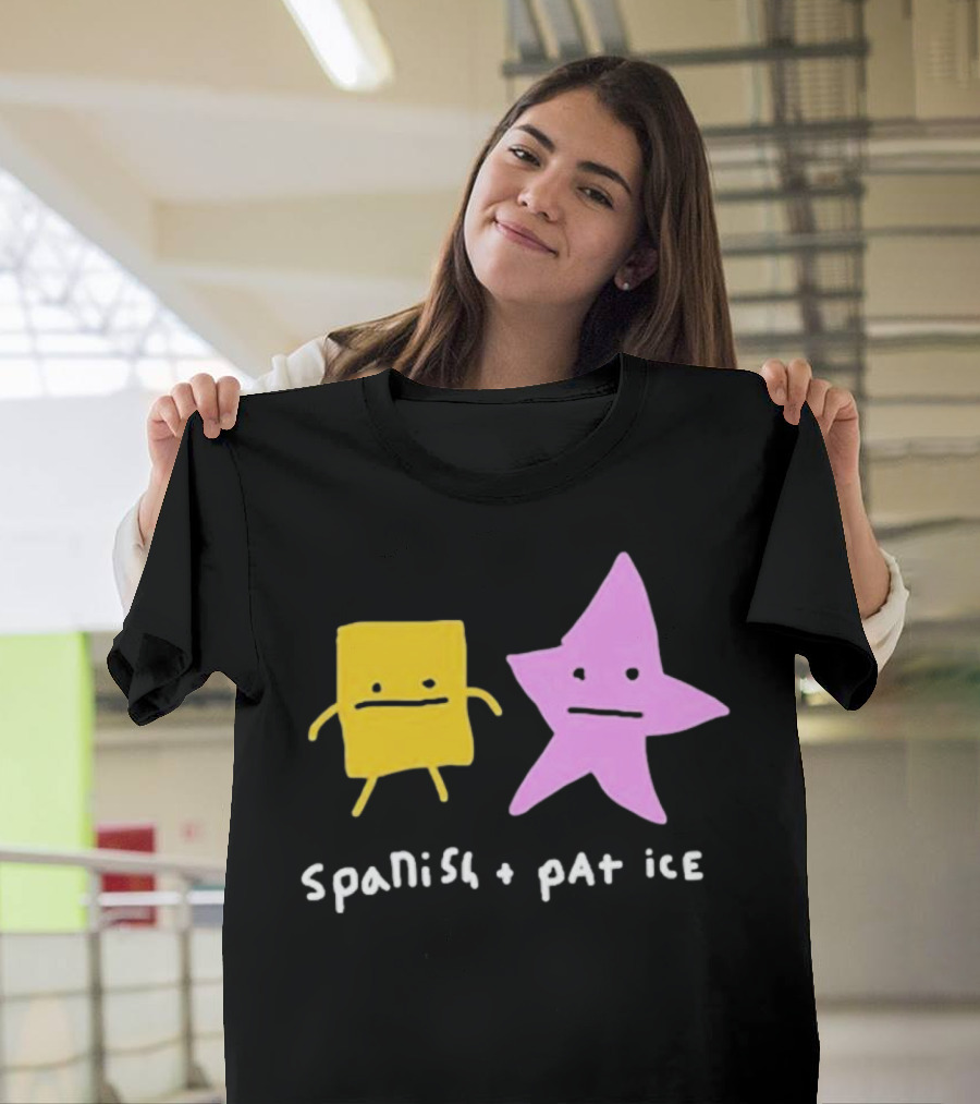 Spanish And Pat Ice Cartoon Square And Star Characters T-Shirt