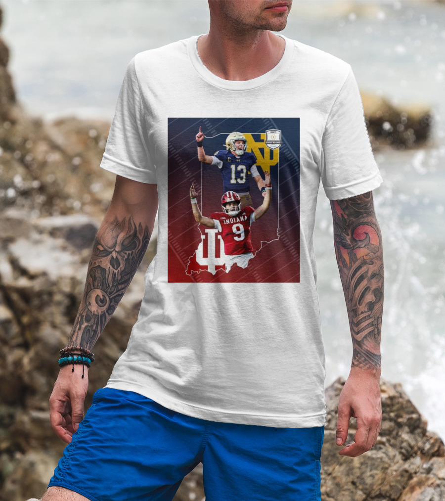 Indiana Hoosiers Versus Notre Dame Fighting Irish 12-Team CFP Friday Matchup T-Shirt