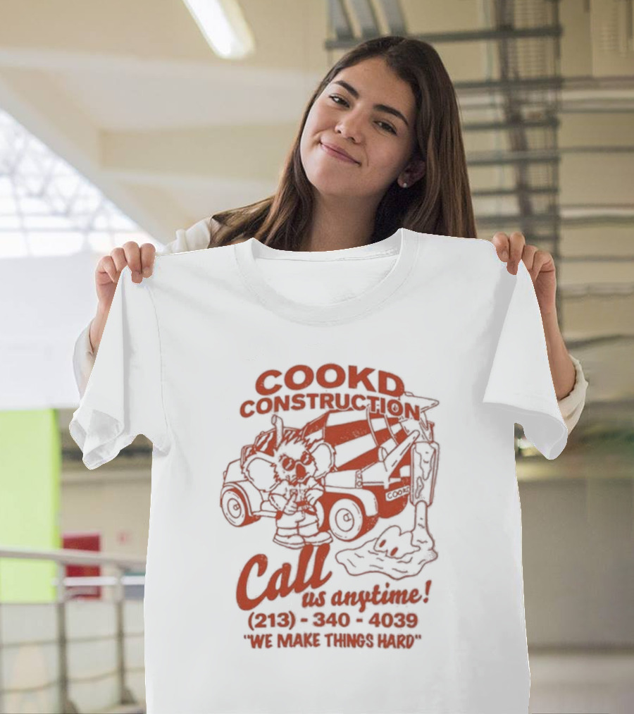 Cookd Construction Koala Call Us Anytime We Make Things Hard T-Shirt