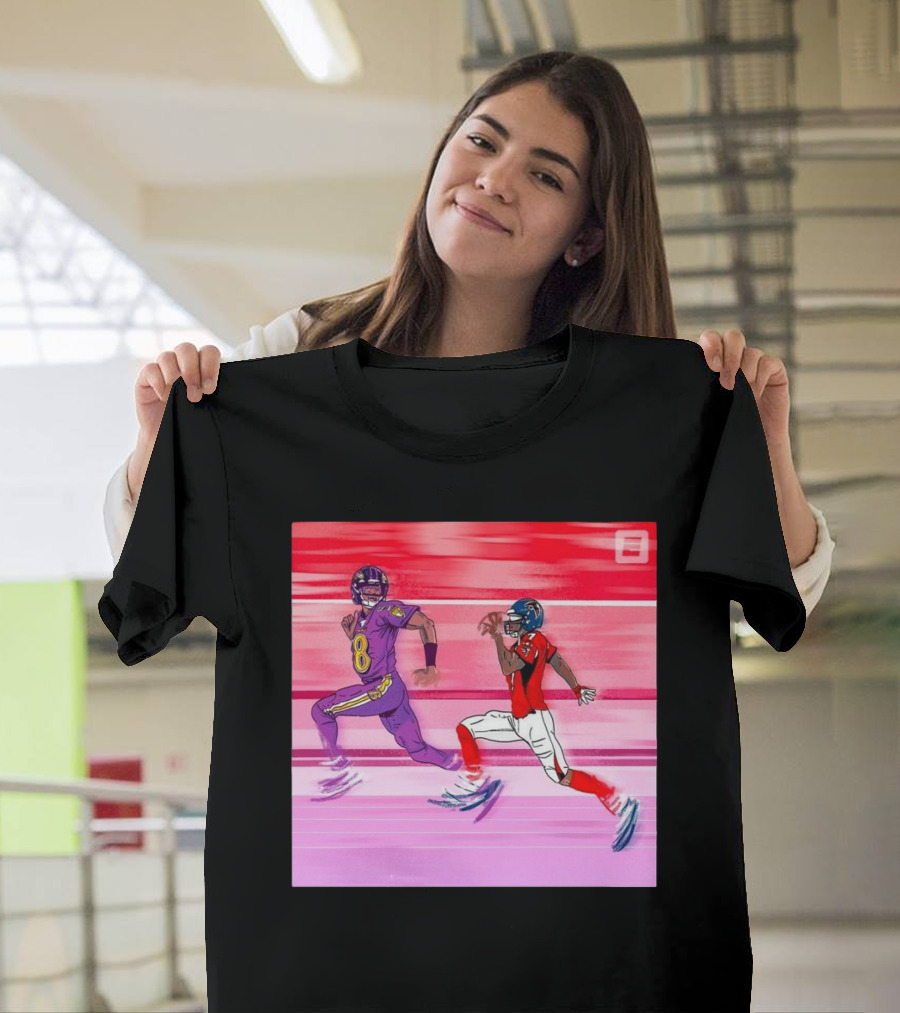 Lamar Passes Michael Vick for Most Rushing Yards by QB in NFL History Ravens Falcons T-Shirt