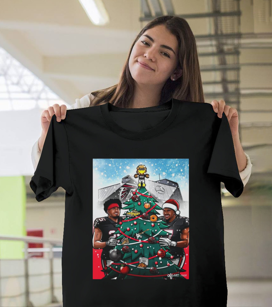 Atlanta Falcons Christmas Tree Gameday Greetings Mercedes-Benz Stadium NFL T-Shirt