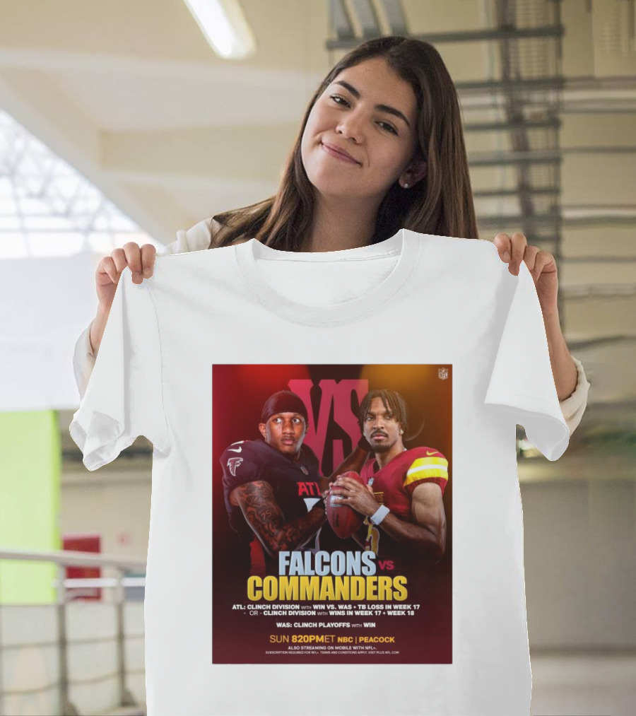 Atlanta Falcons vs Washington Commanders NFL ATL Clinch Division with Win vs WAS TB Loss in Week 17 T-Shirt
