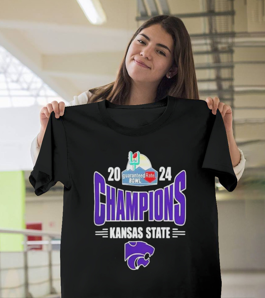 K-State Wildcats 2024 Guaranteed Rate Bowl Champions Kansas State T-Shirt