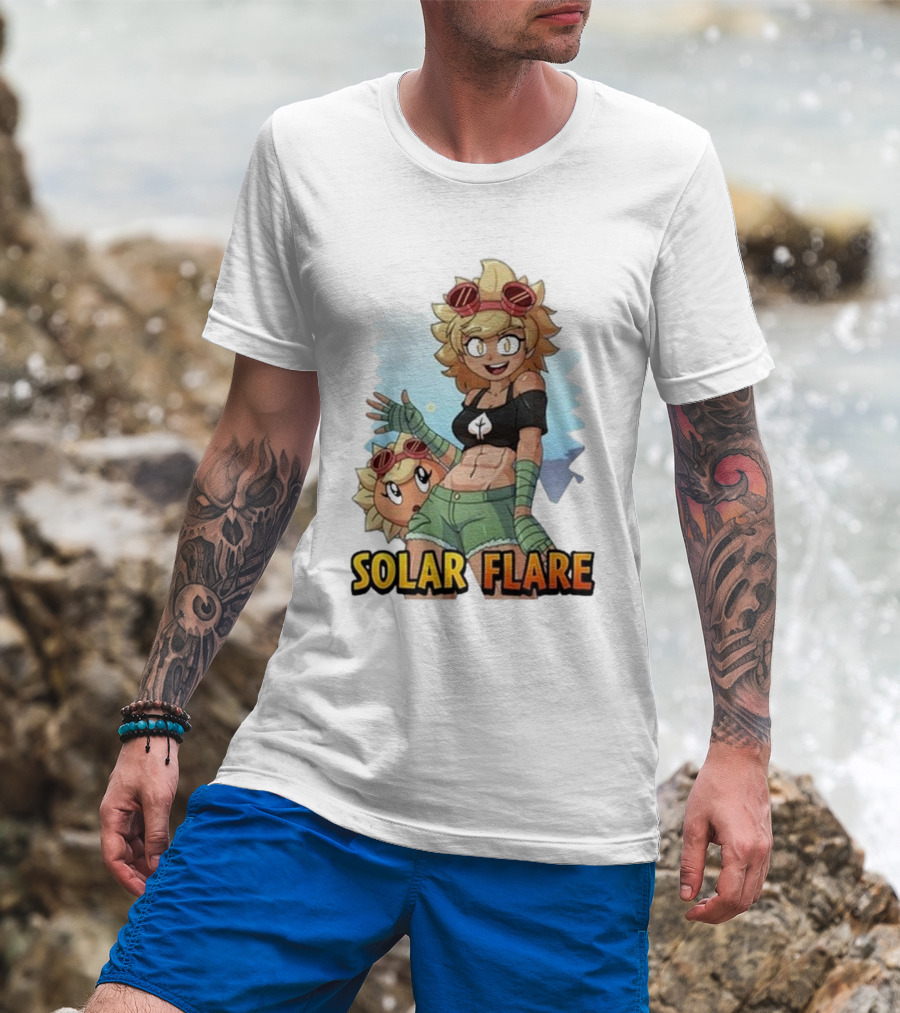 Solar Flare Anime Style Character With Blonde Hair And Goggles T-Shirt
