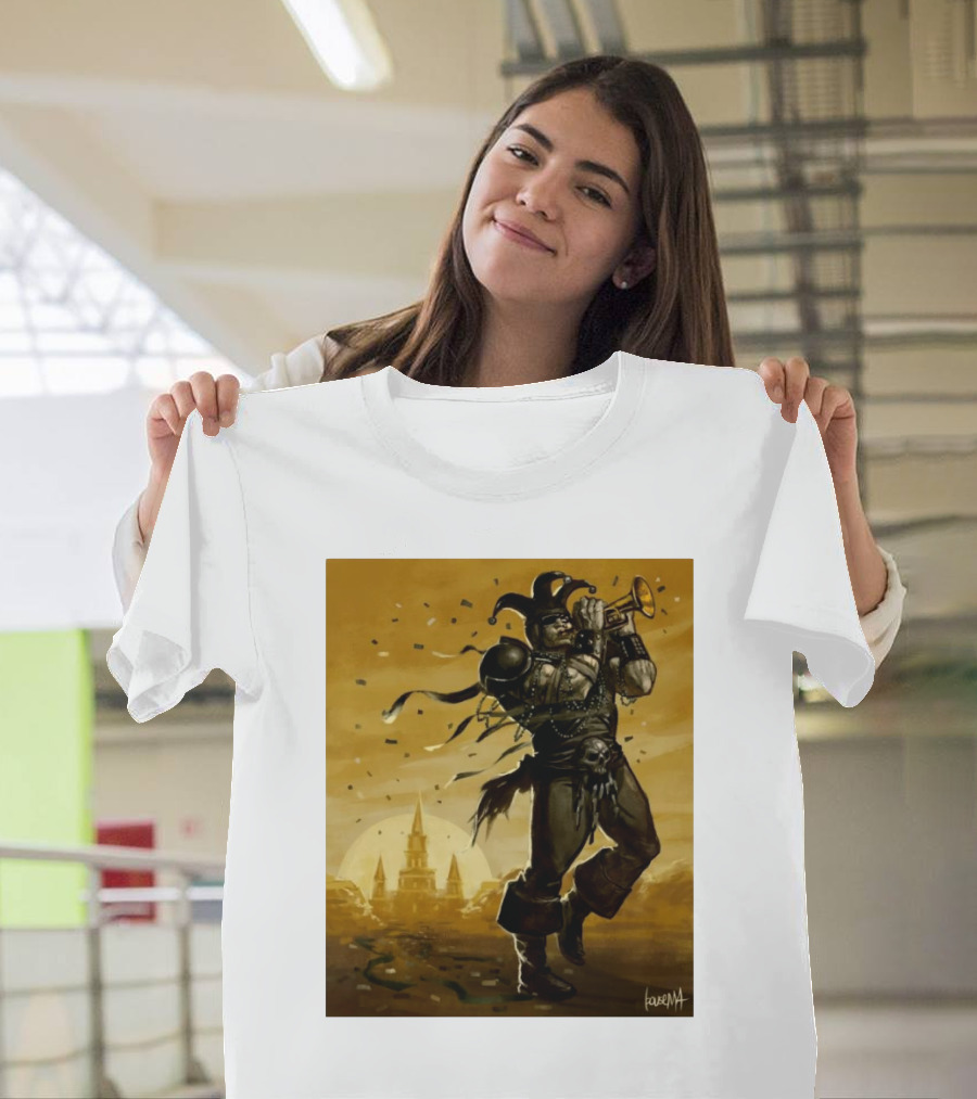 Las Vegas Raiders vs New Orleans Saints Jester Trumpet Celebration Illustrative Painting T-Shirt