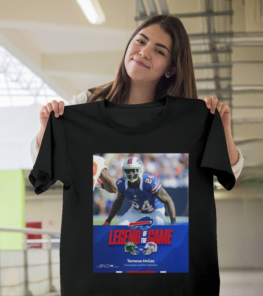 Legend of the Game Terrence McGee New York Jets Vs Buffalo Bills Cornerback and Kick Returner T-Shirt