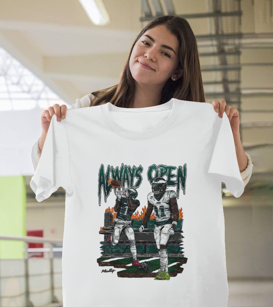 Philadelphia Eagles Always Open Football Flames T-Shirt