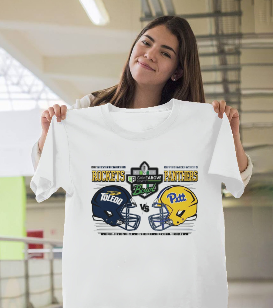 Toledo Rockets Vs Pitt Panthers Gameabove Sports Bowl December 26th 2024 Head To Head Football Matchup T-Shirt