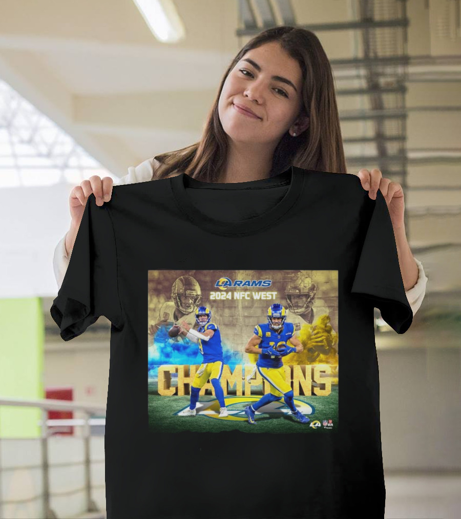 Los Angeles Rams 2024 NFC West Champions NFL Players in Action T-Shirt