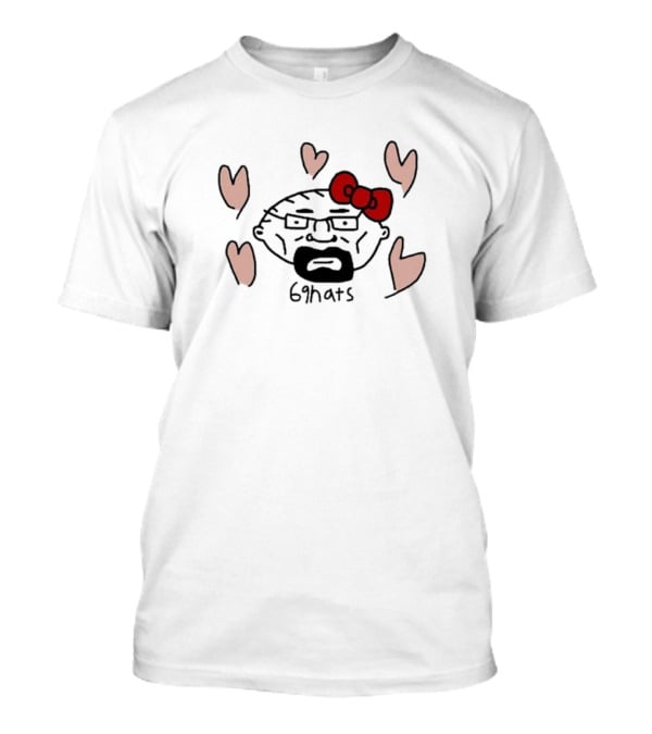 69Hats Hello Waltuh Character Mashup With Red Bow And Hearts T-Shirt