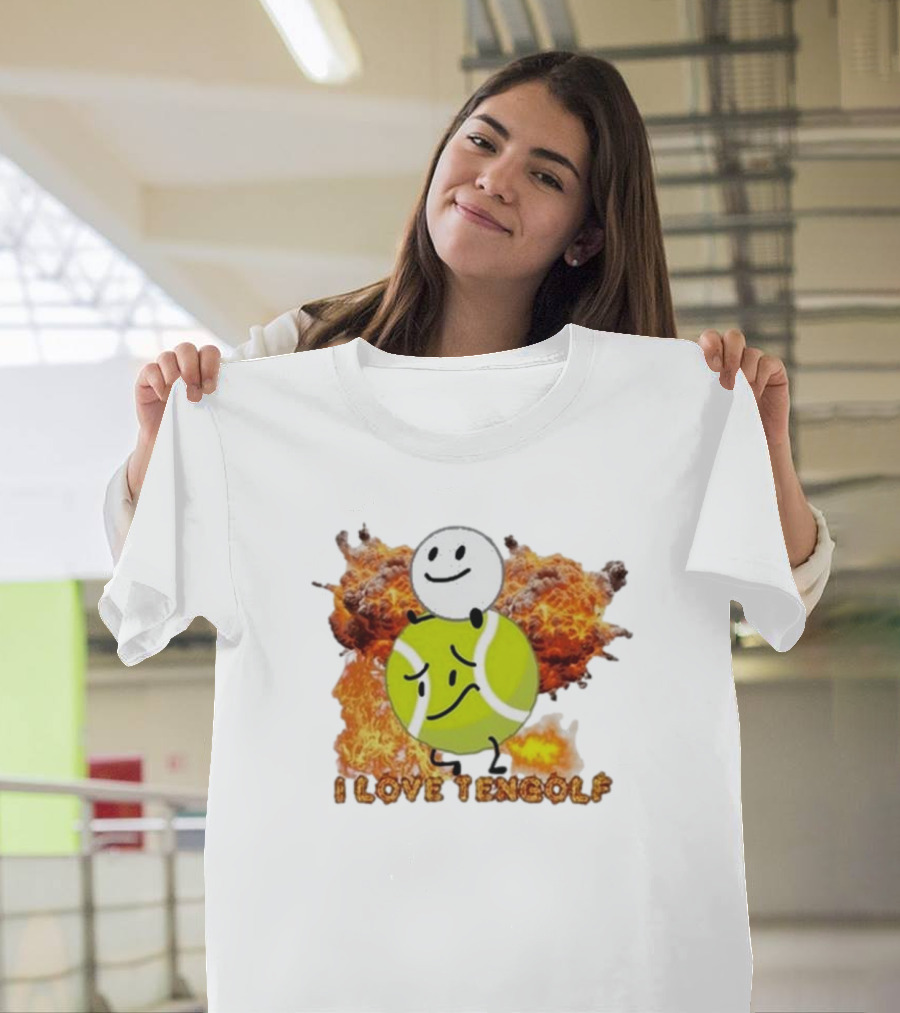 I Love Tengolf Tennis Ball Stick Figure with Explosive Background T-Shirt