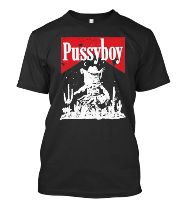 Ezramichelmusic Pussyboy Western Cat Cactus Night Scene T-Shirt