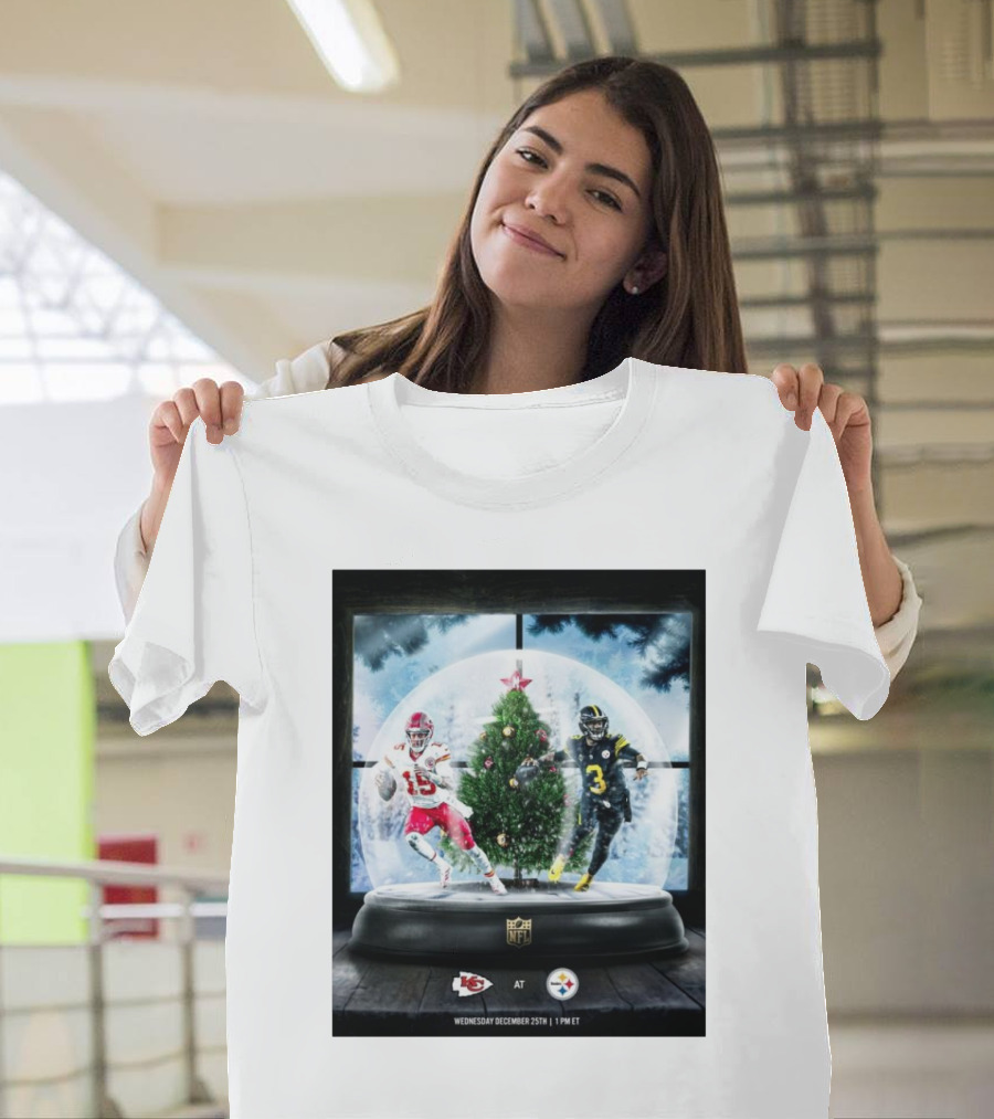 Kansas City Chiefs Vs Pittsburgh Steelers NFL Christmas Day Game December 25 1 PM ET Snow Globe T-Shirt