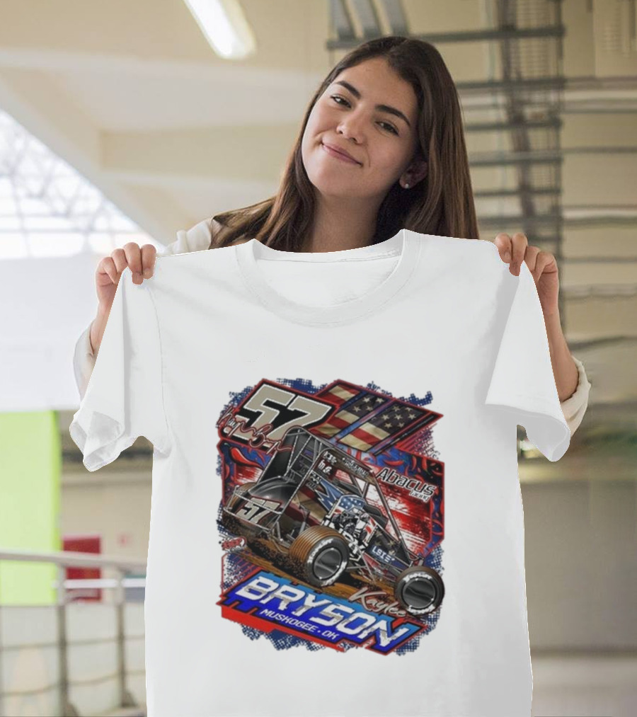 Kaylee Bryson Abacus Racing 57 Car Muskogee OK USA Flag T-Shirt
