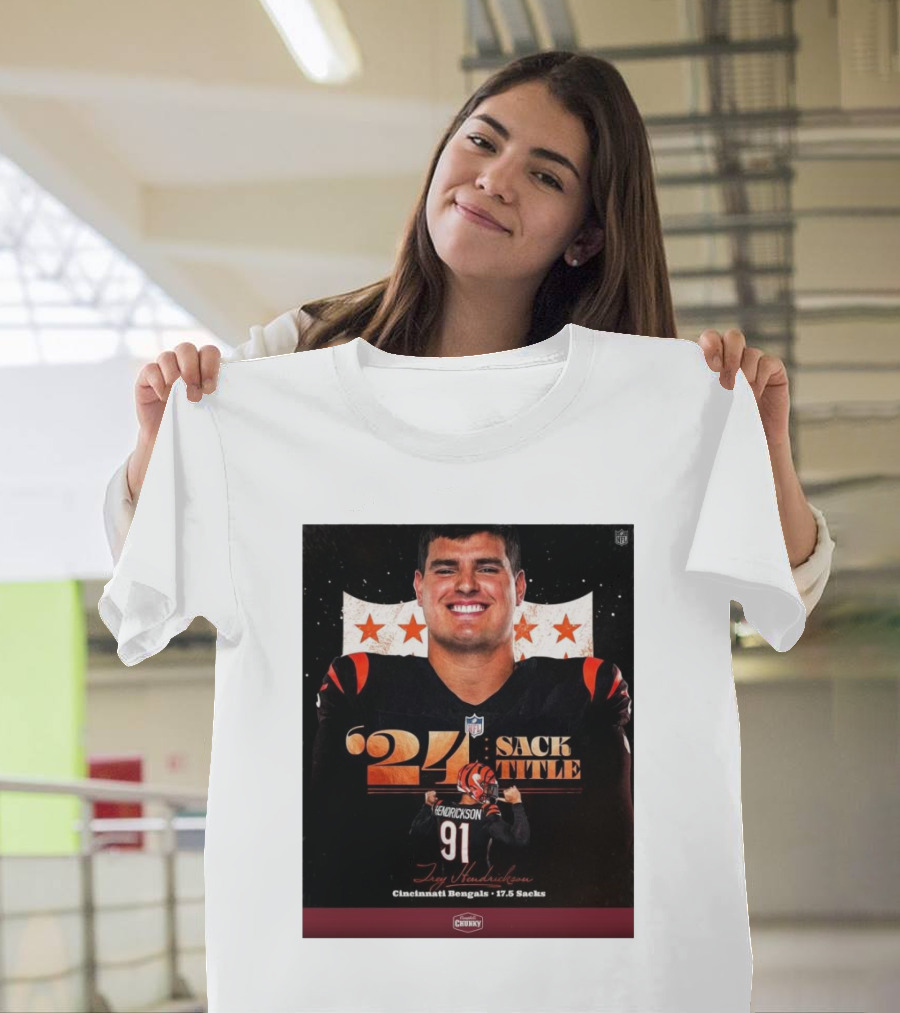 Trey Hendrickson Cincinnati Bengals '24 Sack Title 17.5 Sacks NFL T-Shirt
