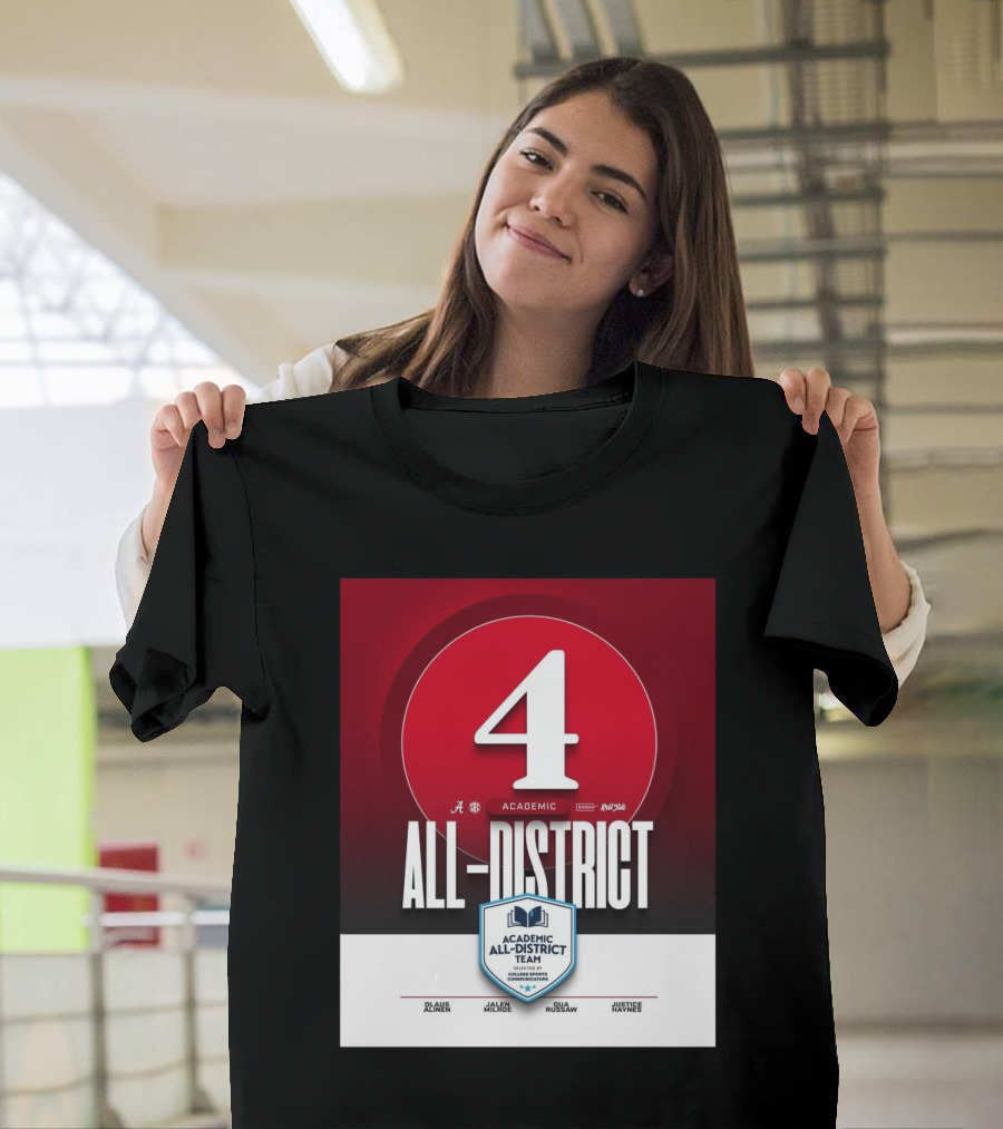 Alabama Crimson Tide Academic All-District Honorees Olaus Alinen Jalen Milroe Qua Russaw Justice Haynes T-Shirt