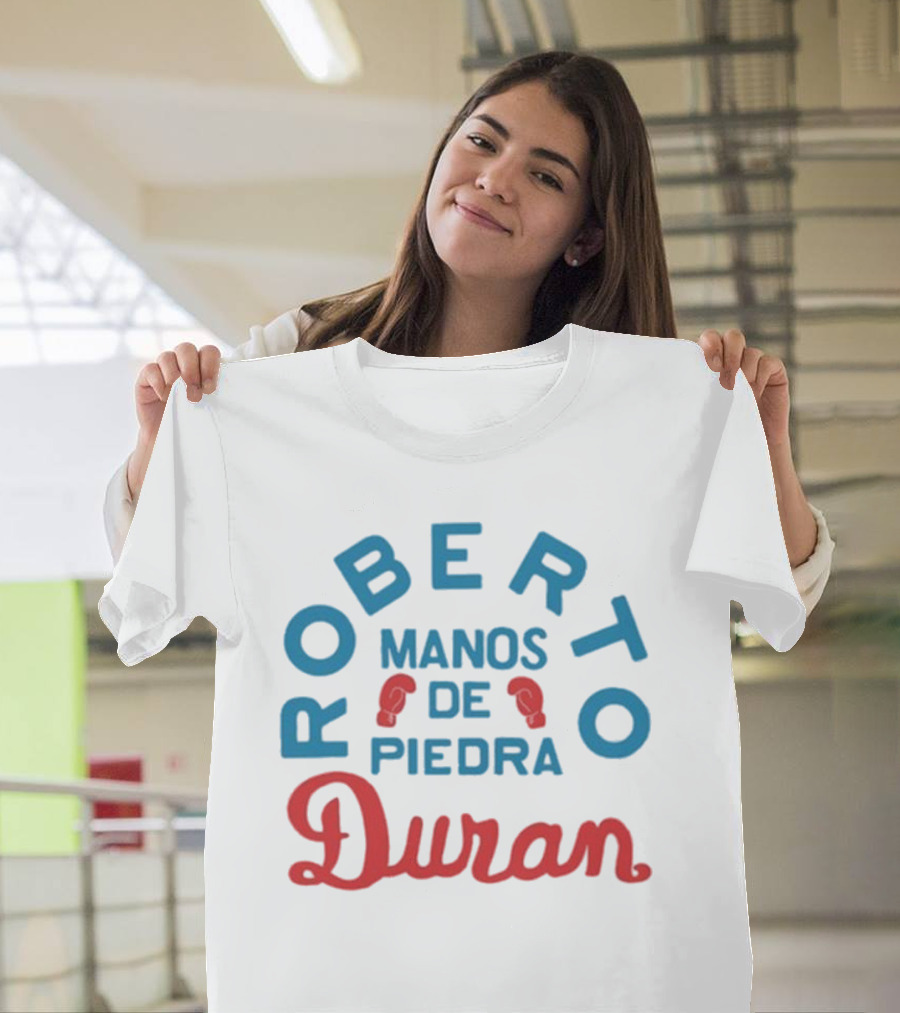 Joe Rogan Roberto Duran Manos De Piedra Boxing Legend Red Blue Gloves T-Shirt