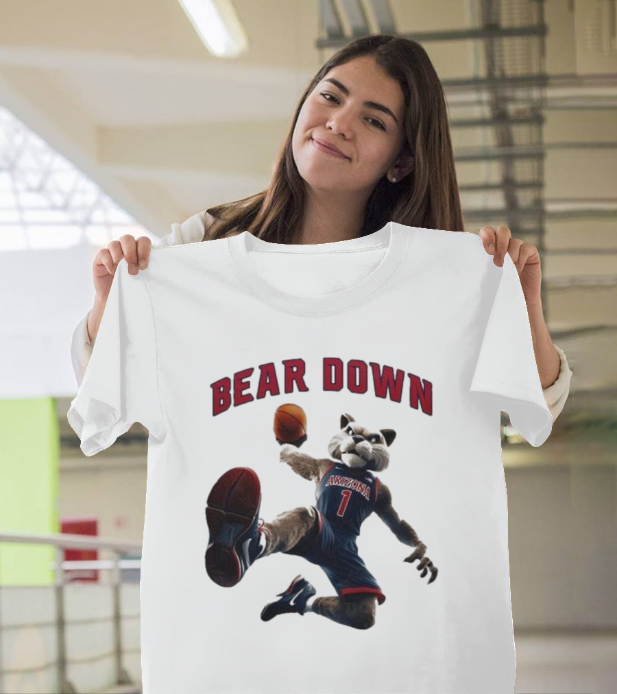 Bear Down Arizona Wildcats 2025 Basketball Mascot T-Shirt