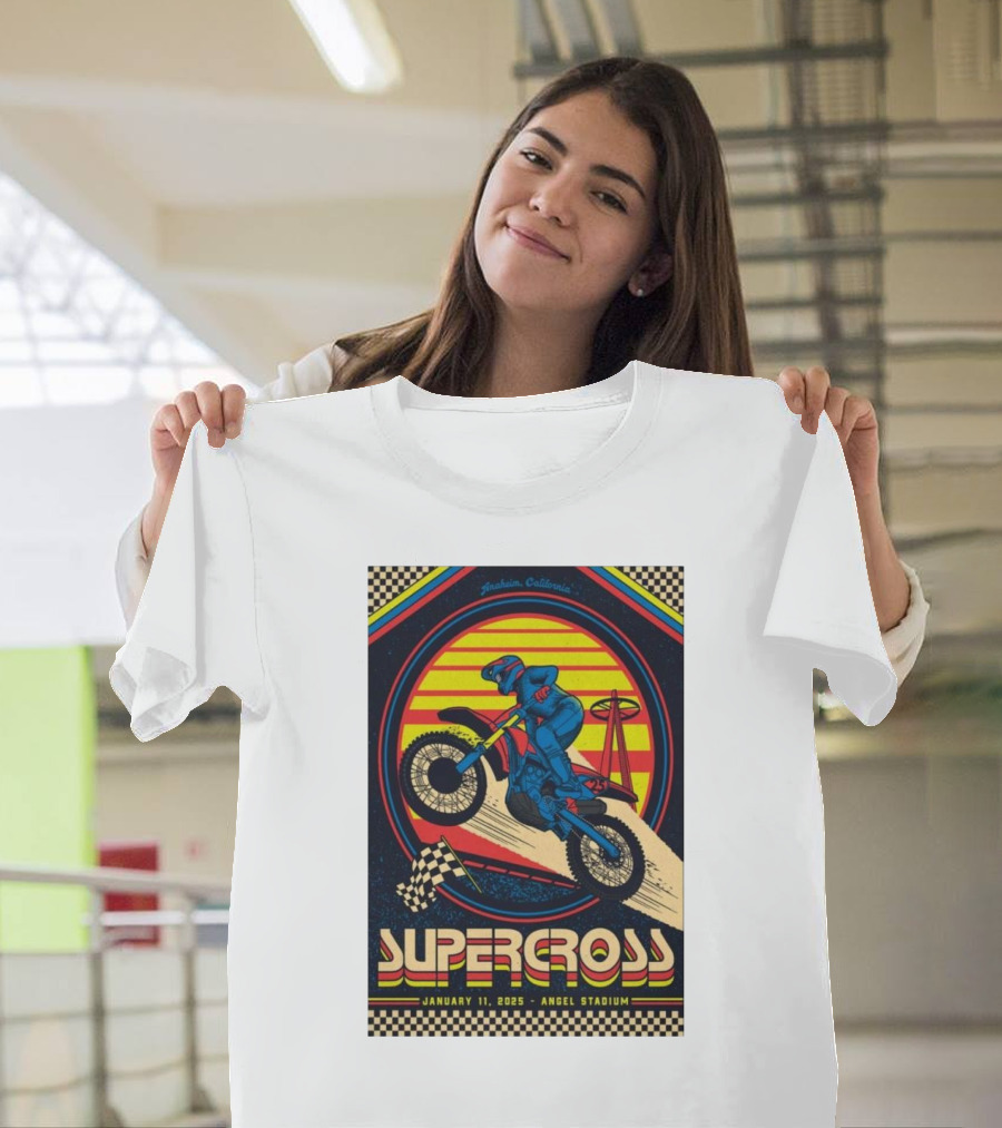 Supercross January 11 2025 Angel Stadium Anaheim California Vintage Motorcycle Motocross Racing T-Shirt