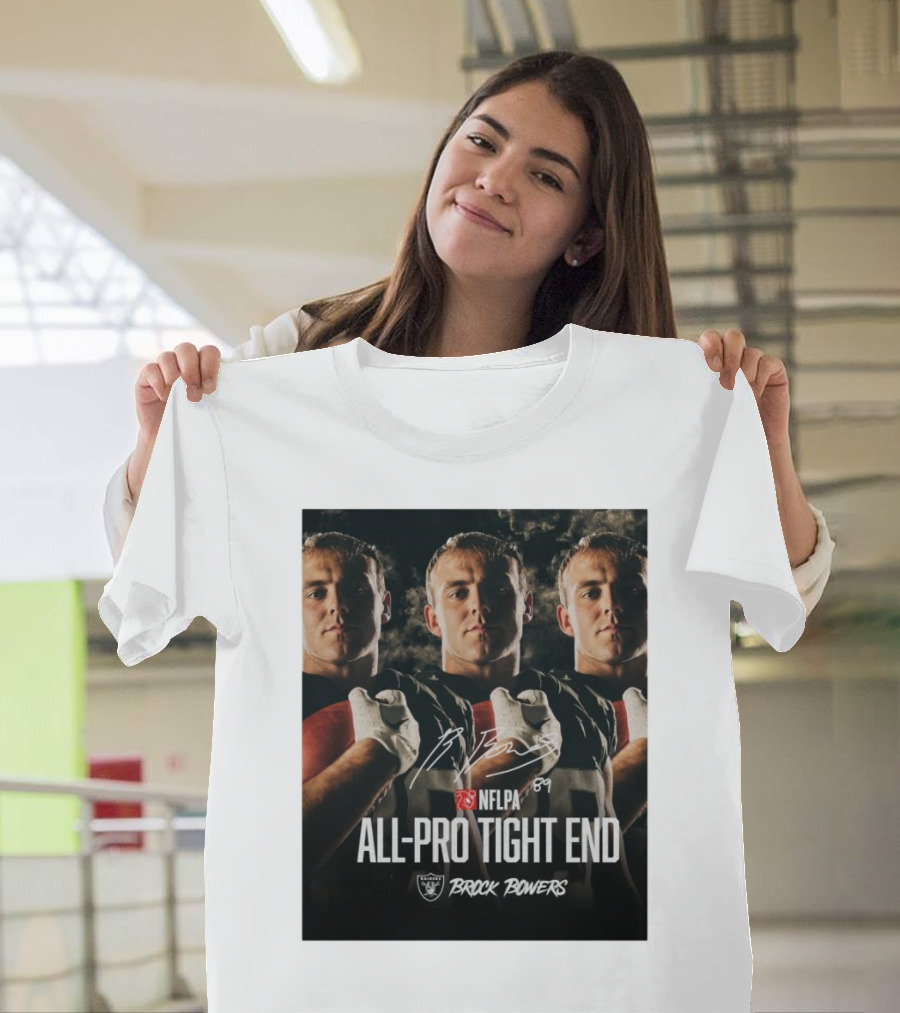 Las Vegas Raiders NFLPA All-Pro Tight End Brock Bowers Signature T-Shirt