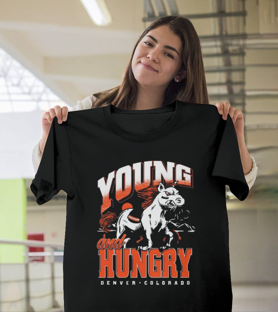 Young And Hungry Denver Colorado Horse Mascot T-Shirt