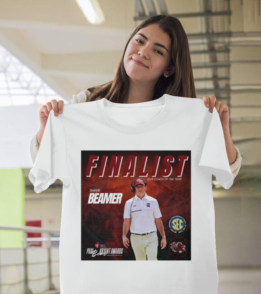 South Carolina Gamecocks Coach Shane Beamer SEC 2024 Paul Bryant Awards Finalist Coach of the Year T-Shirt