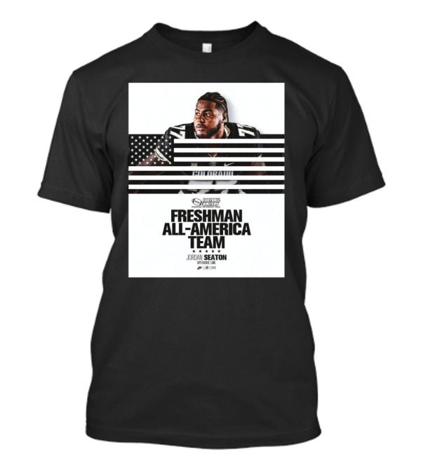 Colorado Buffaloes Jordan Seaton Freshman All-America Team FWAA Offensive Line Football Writers T-Shirt