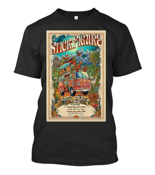 Stick Figure South America Tour May 23 Santiago Chile And May 25 São Paulo Brazil 2025 T-Shirt