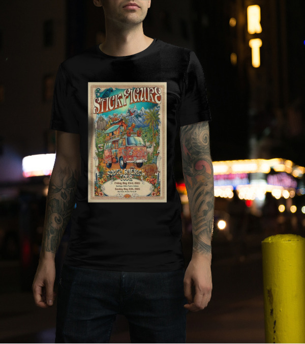 Stick Figure South America Tour May 23 Santiago Chile And May 25 São Paulo Brazil 2025 T-Shirt