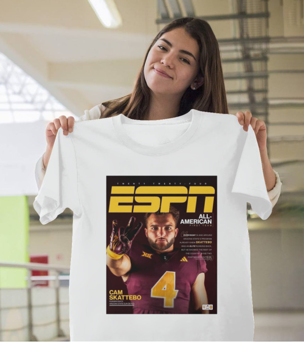 Twenty Twenty-Four ESPN All-American First Team Cam Skattebo Running Back Arizona State Sun Devils T-Shirt