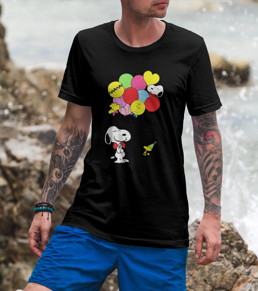 Peanuts Snoopy Woodstock Balloons Birthday T-Shirt