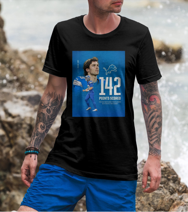 Jake Bates Detroit Lions 142 Points Scored Tied For Fourth-Most In Player's First NFL Season T-Shirt