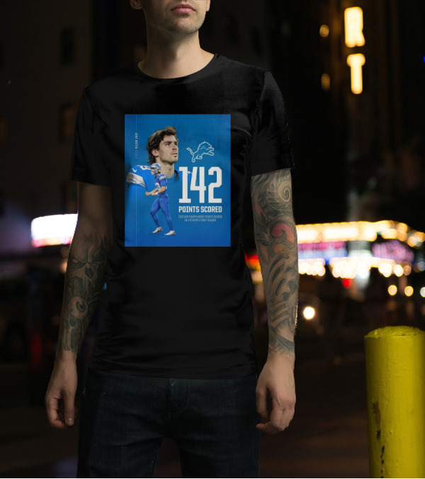 Jake Bates Detroit Lions 142 Points Scored Tied For Fourth-Most In Player's First NFL Season T-Shirt