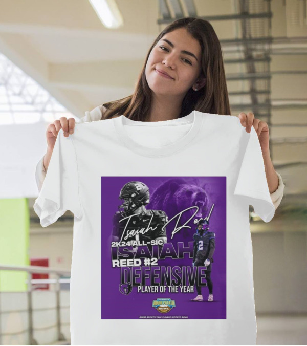 Isaiah Reed 2k24 All-SIC Reed #2 Defensive Player Of The Year Famous Idaho Potato Bowl T-Shirt
