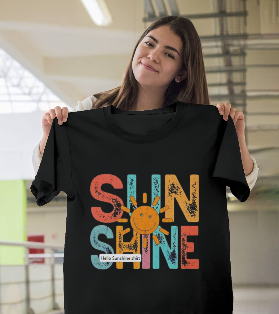 Sunshine Colorful Vintage Graphic with Smiling Sun T-Shirt