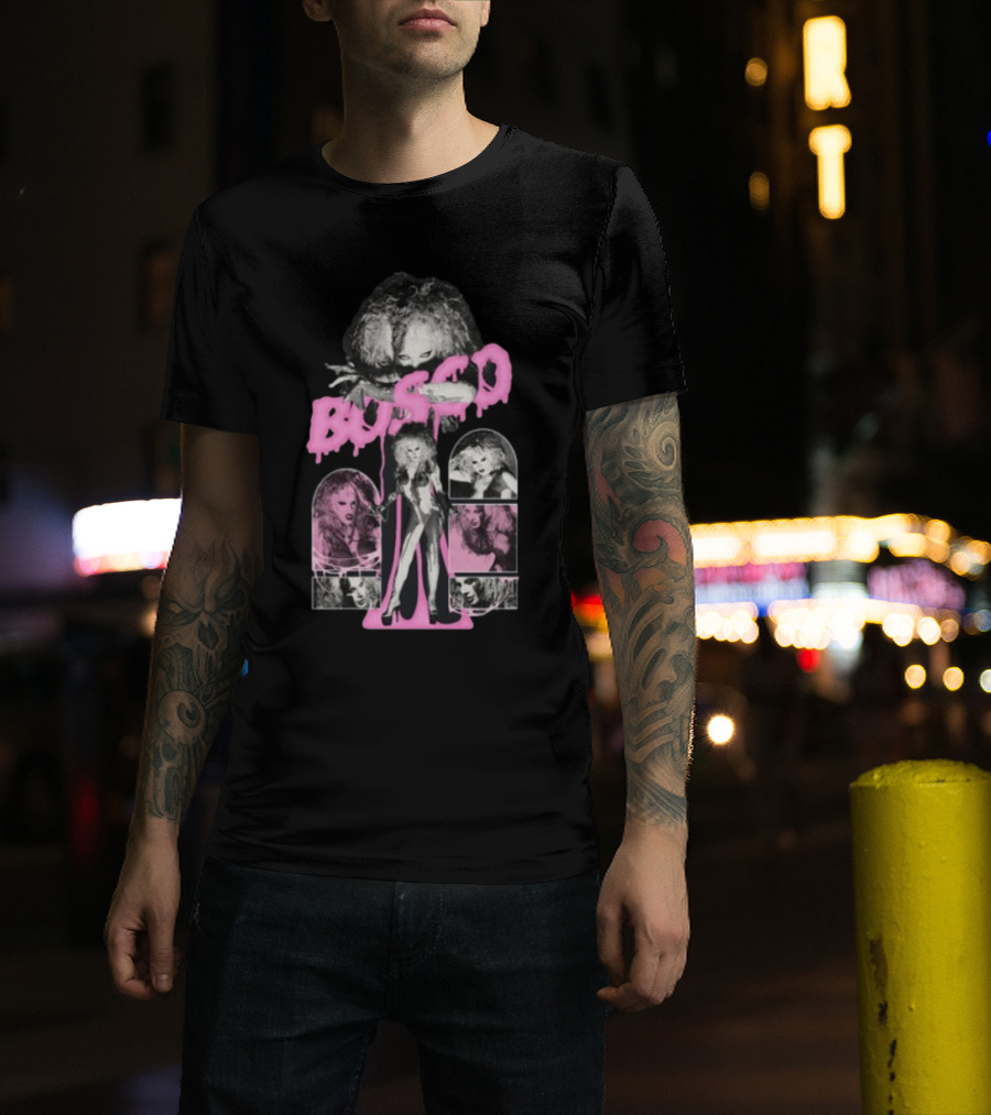 Hereisbosco Blobsco Bosco Pink Dripping Text With Monochrome Images T-Shirt