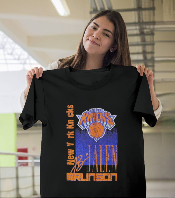 New York Knicks Jalen Brunson NBA Player Signature T-Shirt