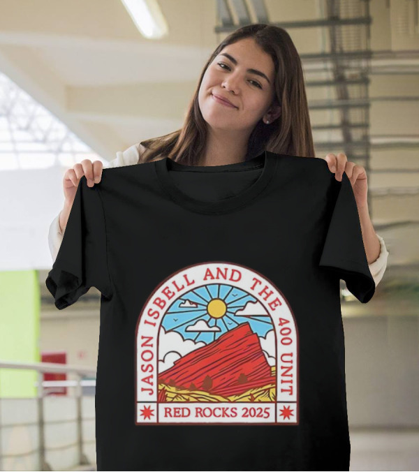 Jason Isbell And The 400 Unit Red Rocks 2025 Sun And Mountains T-Shirt