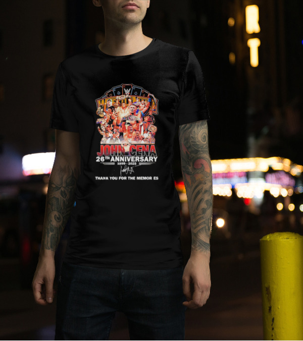 John Cena 26th Anniversary 1999-2025 WWE Thank You For The Memories Signature T-Shirt