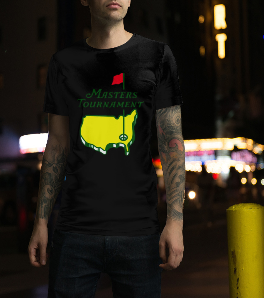 Masters Tournament Yellow Map With Red Flag T-Shirt