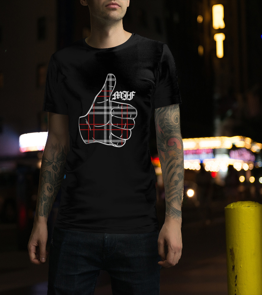 "MJF Thumbs Up Plaid Pattern" T-Shirt